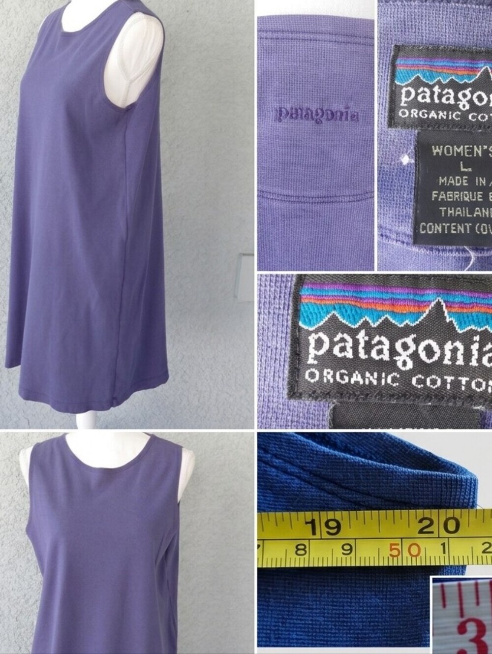 Patagonia Organic Cotton Sleeveless Tank Dress Purple Size Large Y2K